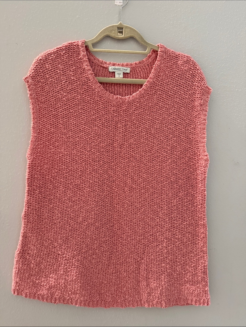 Coldwater Creek Pink Chunky Knit Sleeveless Sweater Vest